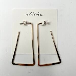 Ettika Fashion Jewelry Gold Thin Rectangle Dangle Pierced Earrings GTE1996 NWT